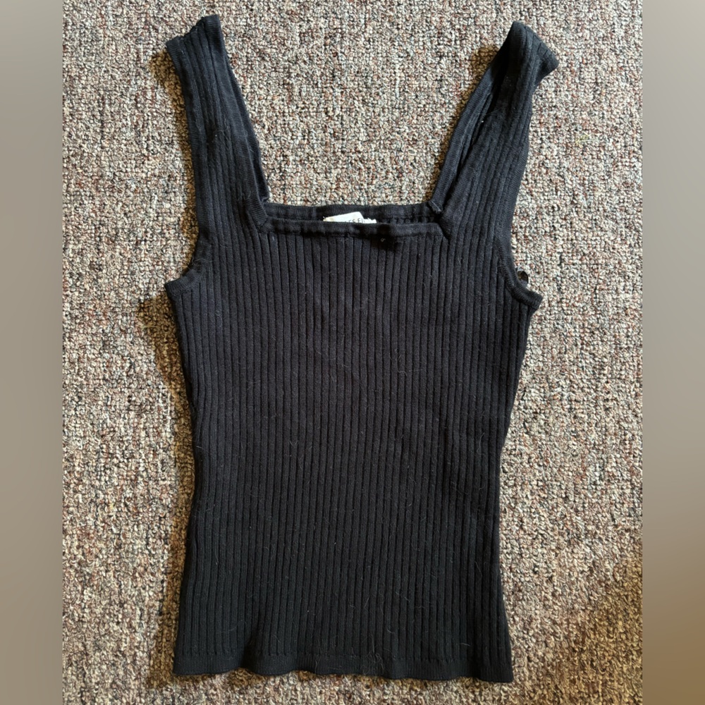 Avec Les Filles size medium rib knit black tank top